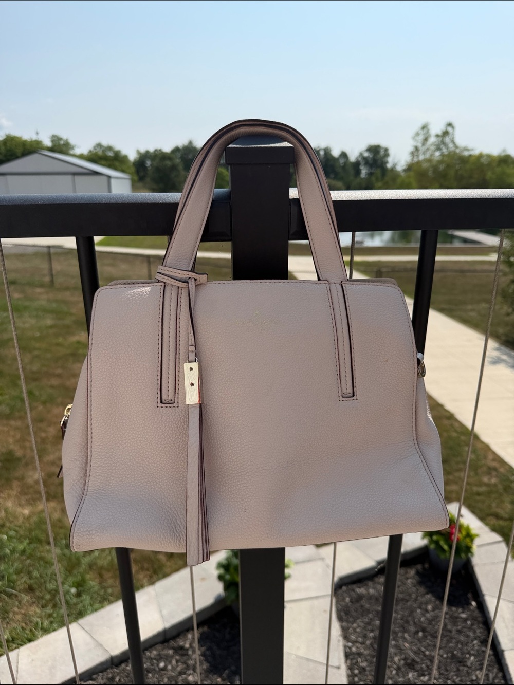 kate spade Pebbled Light Pink Satchel, bag charm and NEW Kurt Geiger sunglasses!